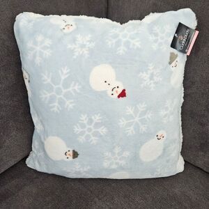 Cuddl Duds Cozy Snowman And Snowflake Throw Pillow